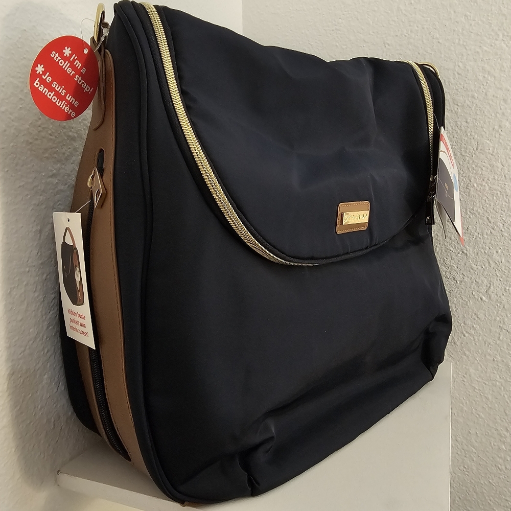 Skip Hop Navy Blue Zip Up Baby Diaper Bag With Stroller Straps NWT With Gold Zip - Picture 6 of 16
